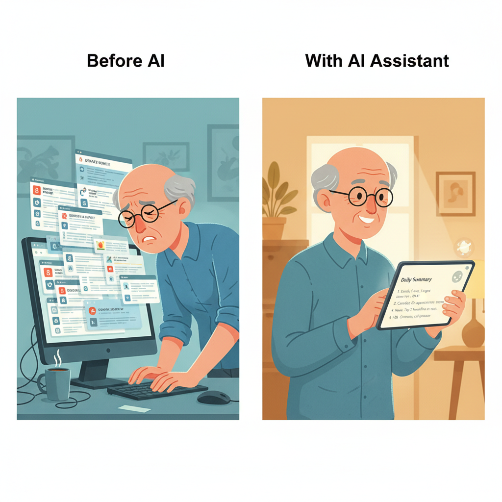 Before and after comparison of using an AI assistant