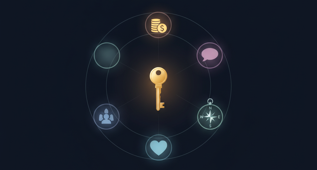 Golden key representing AI-powered independence