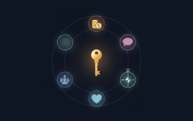 Golden key representing AI-powered independence