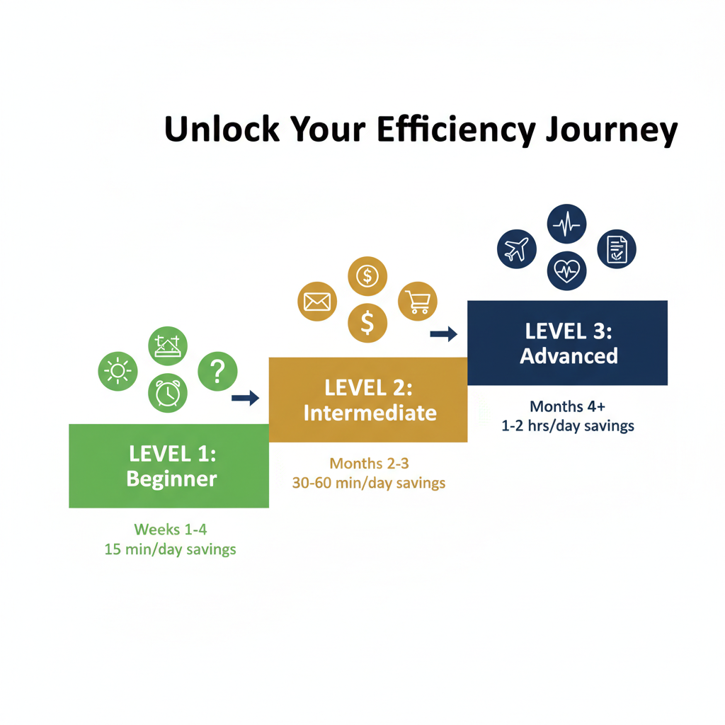 Three levels of AI assistant usage: beginner, intermediate, advanced