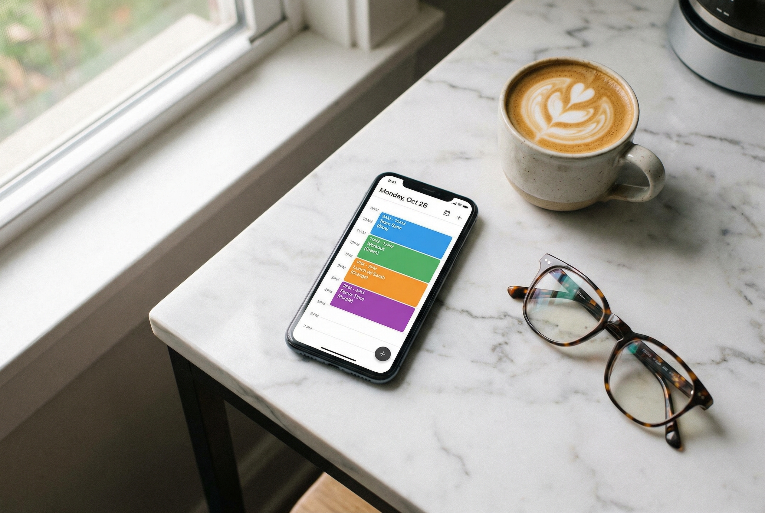 Organized calendar on smartphone