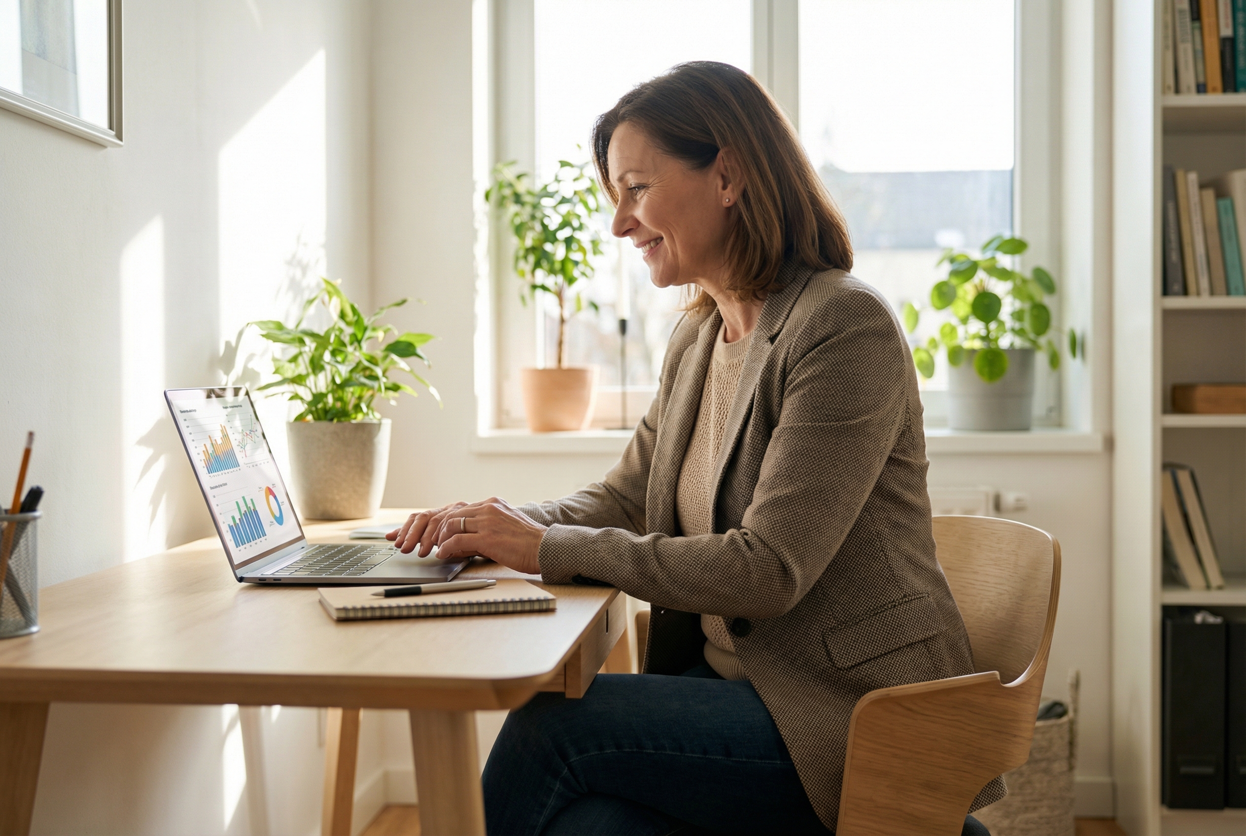 Woman in her 50s auditing subscriptions