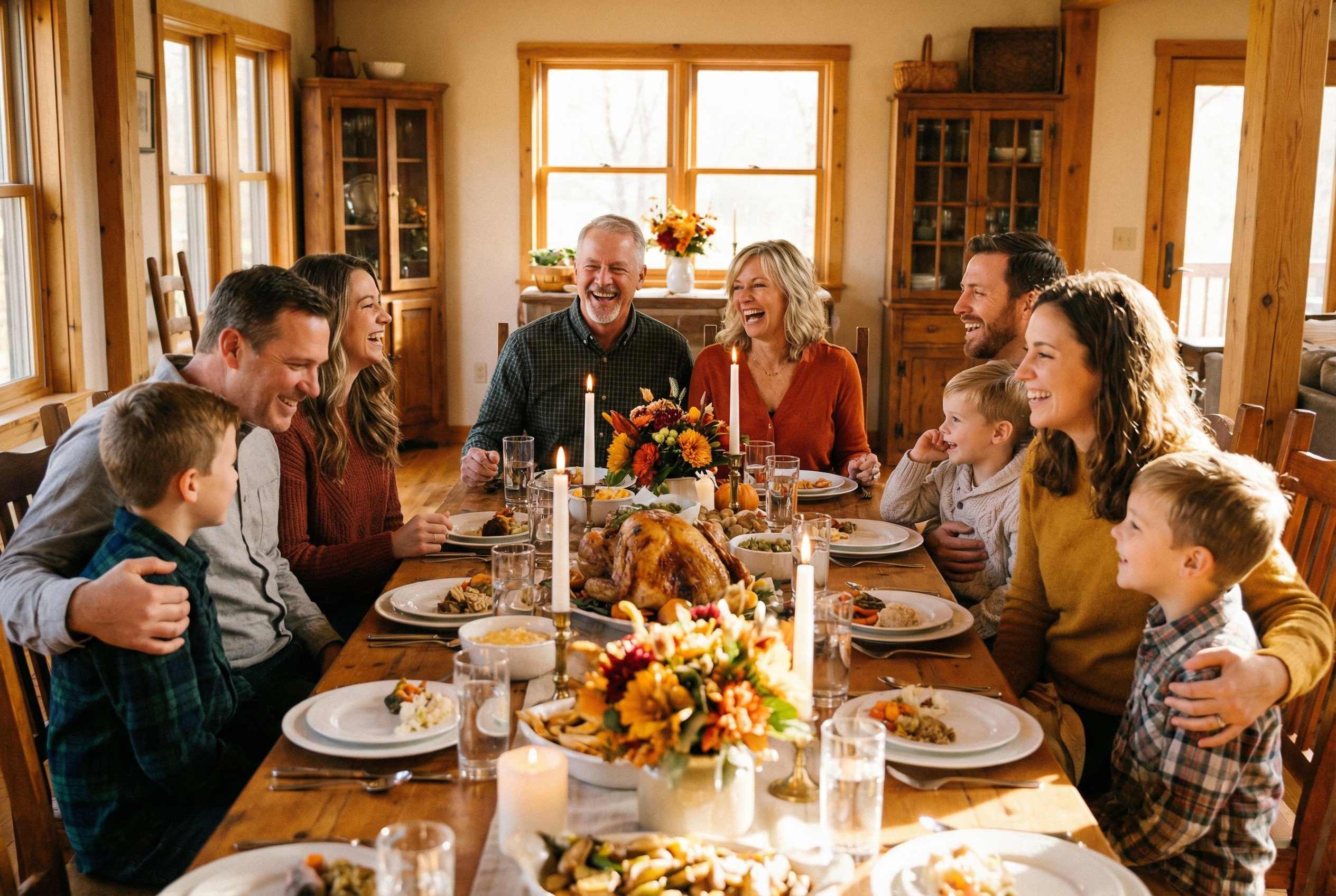 Family Thanksgiving with hosts in their 50s