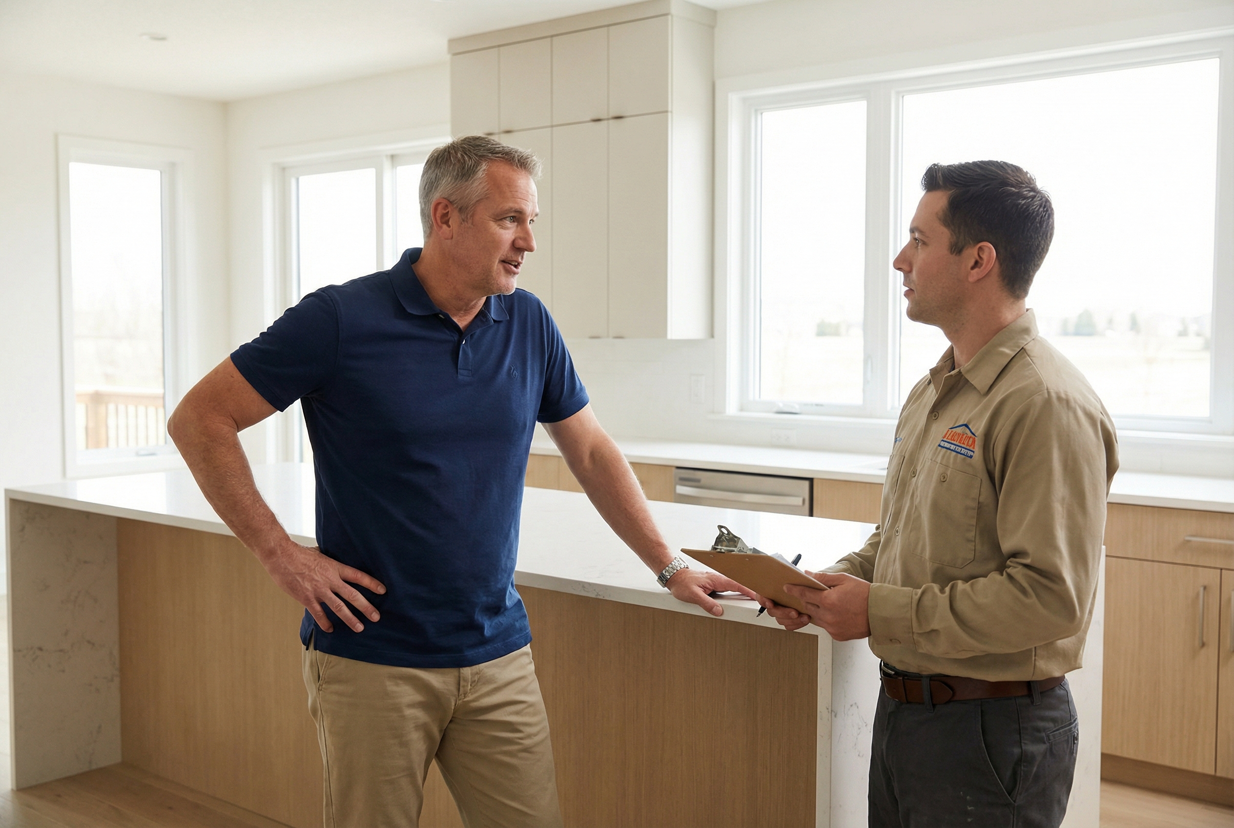 Homeowner in his 50s with contractor