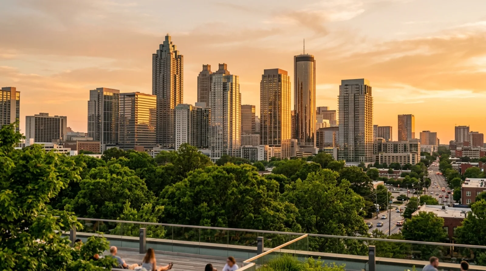 Midtown Atlanta skyline at golden hour