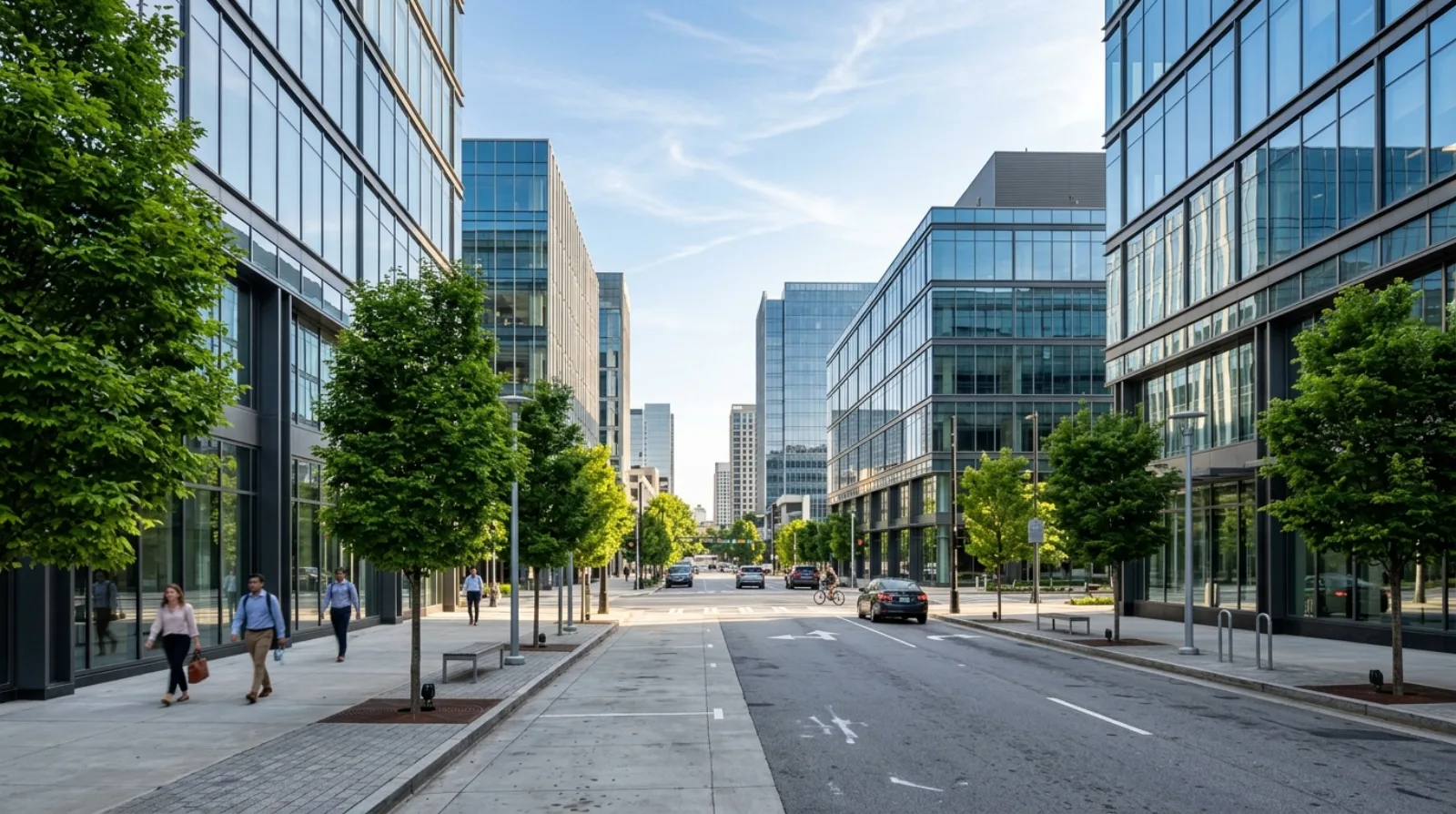 Modern office buildings in Midtown Atlanta's Tech Square district