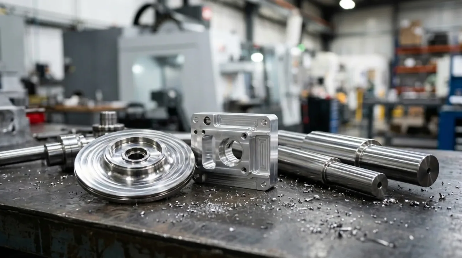 CNC machines on a precision machining shop floor in the Rockford region