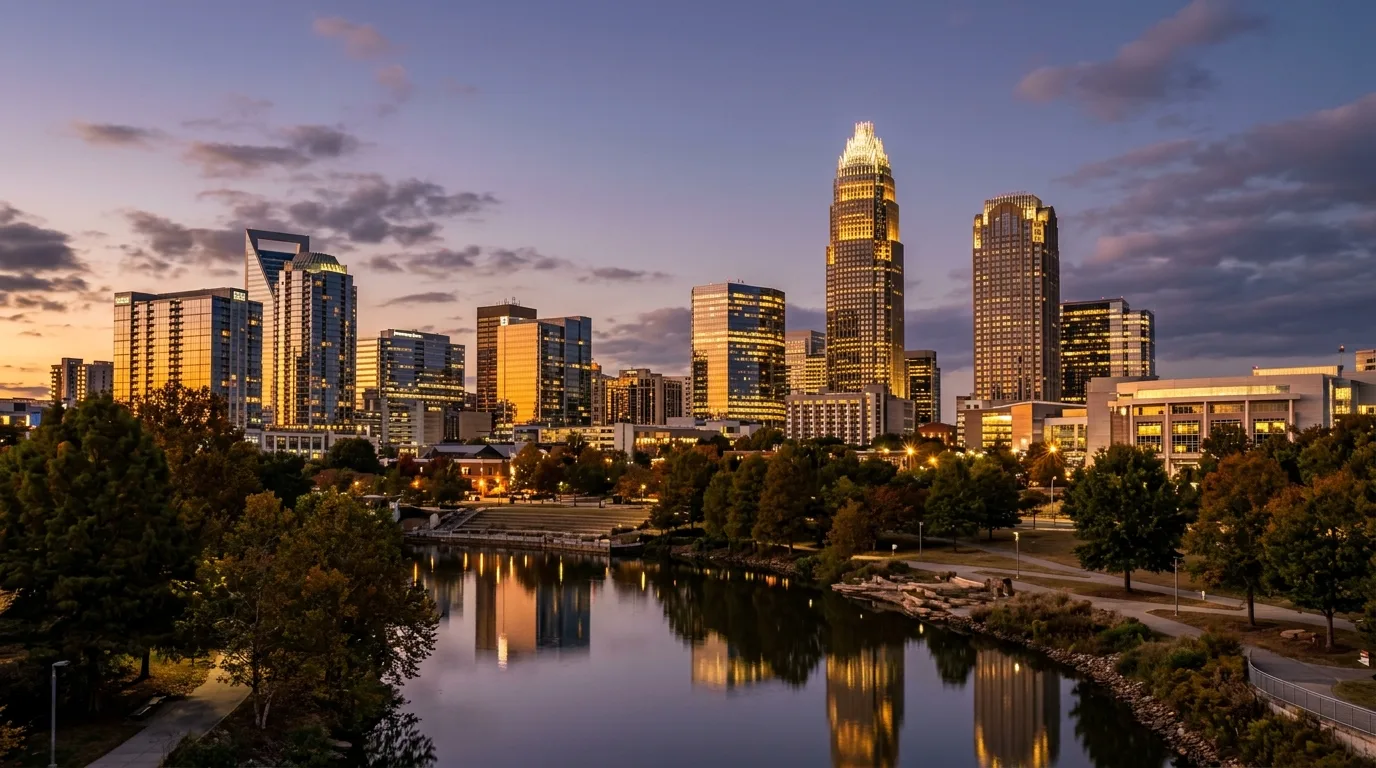 Charlotte, North Carolina skyline at dusk