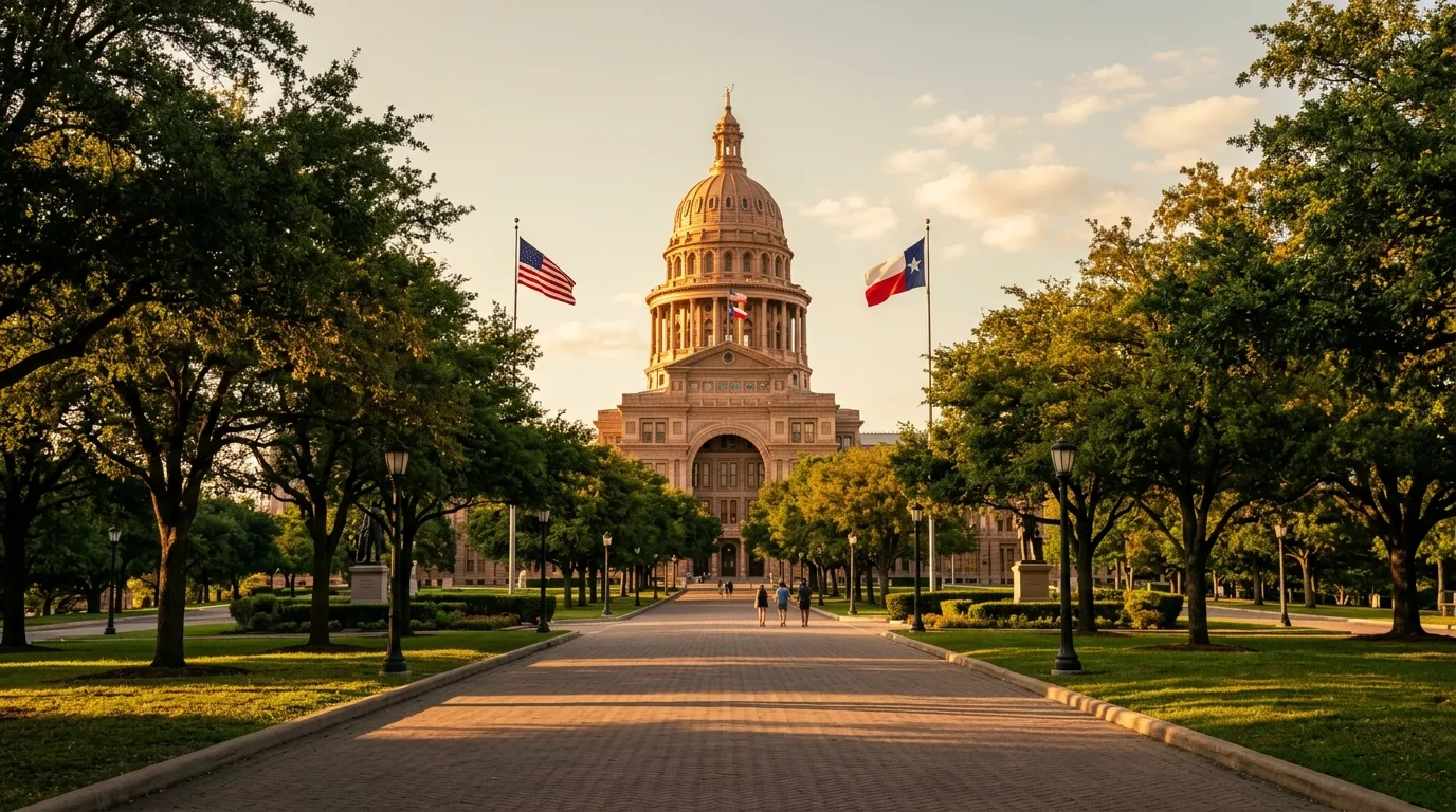 Texas State Capitol in Austin at golden hour