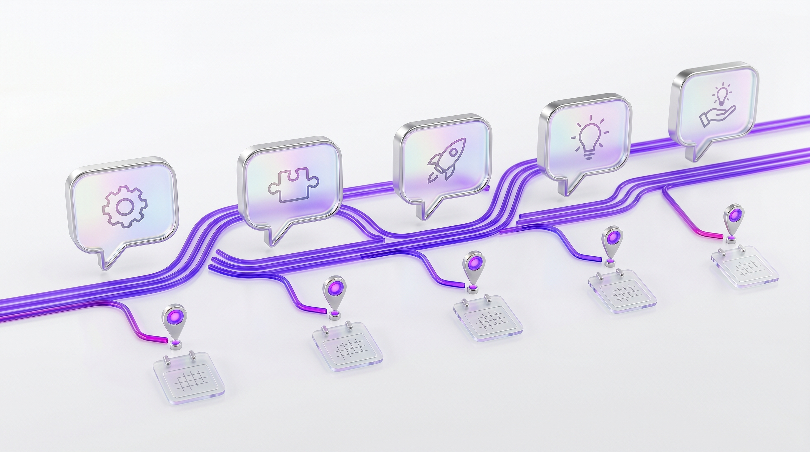 OpenClaw connecting conversation threads to follow-up reminders on a timeline