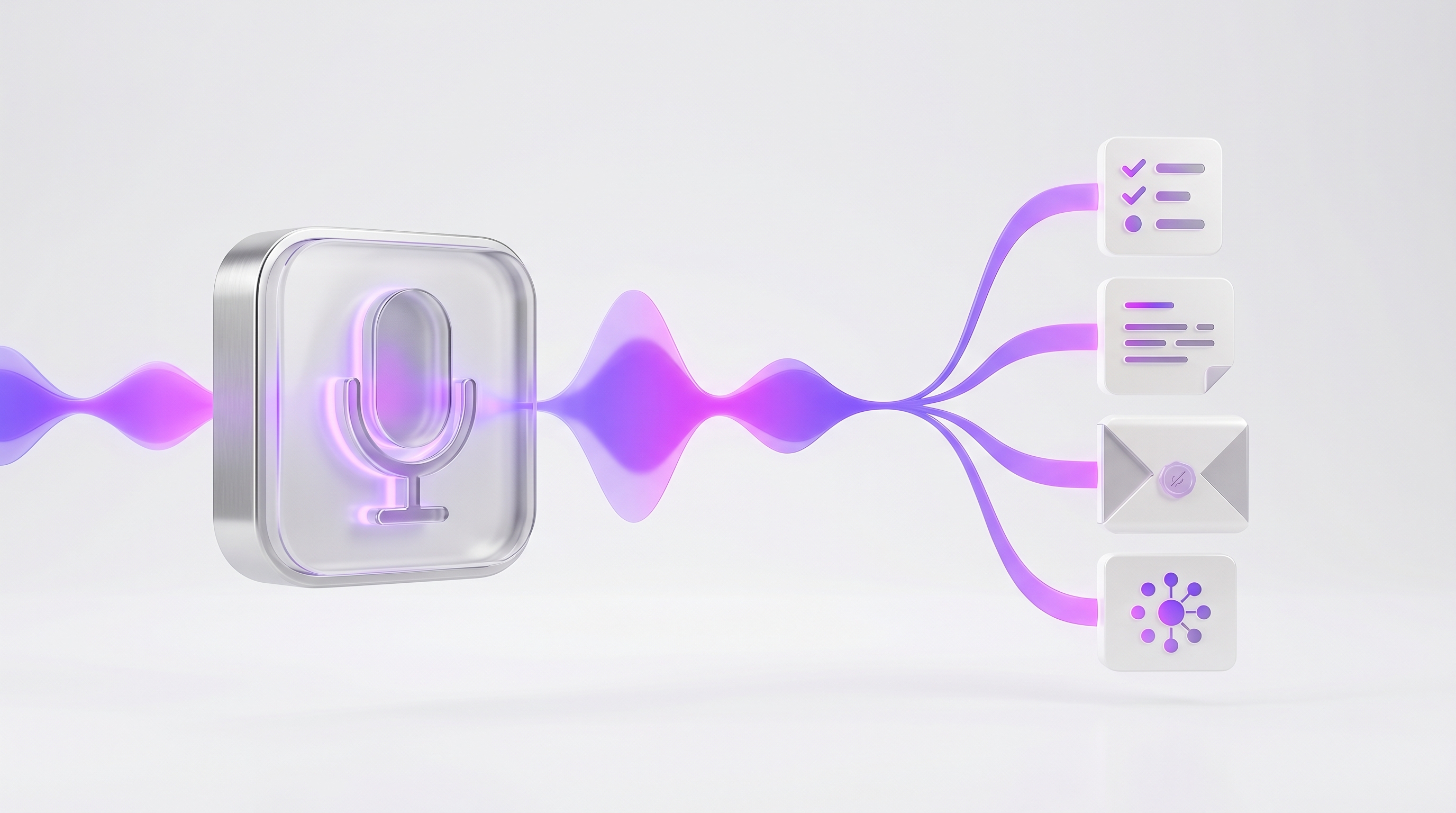 OpenClaw turning voice waveforms into tasks, notes, emails, and organized ideas